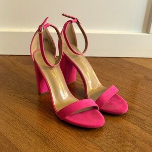 Dream Pairs Fuchsia Ankle Strap Block Heels